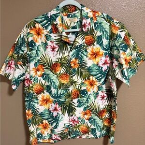 Newt Honolulu Tropical Floral Hawaiian Mens Large Button Up Shirt